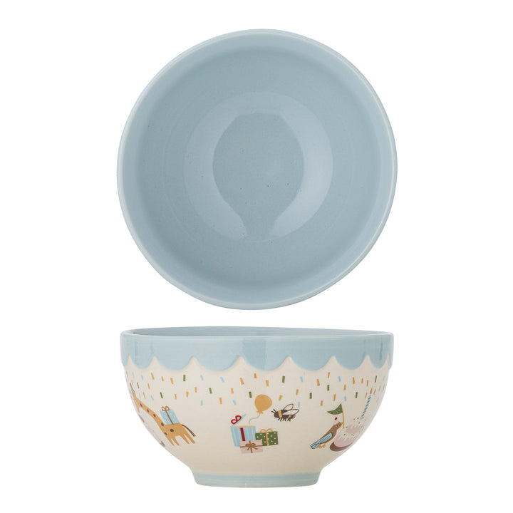 Bol Ceramic Albastru Decorat Bloomingville - Imagine 1