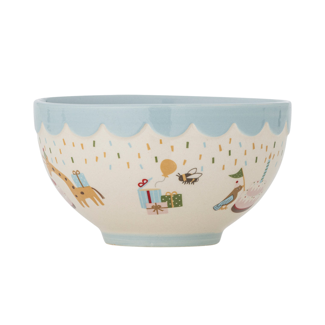 Bol Ceramic Albastru Decorat Bloomingville - Imagine 2