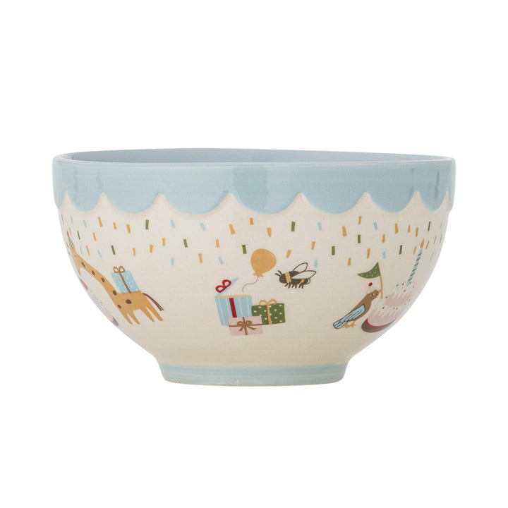 Bol Ceramic Albastru Decorat Bloomingville - Imagine 2