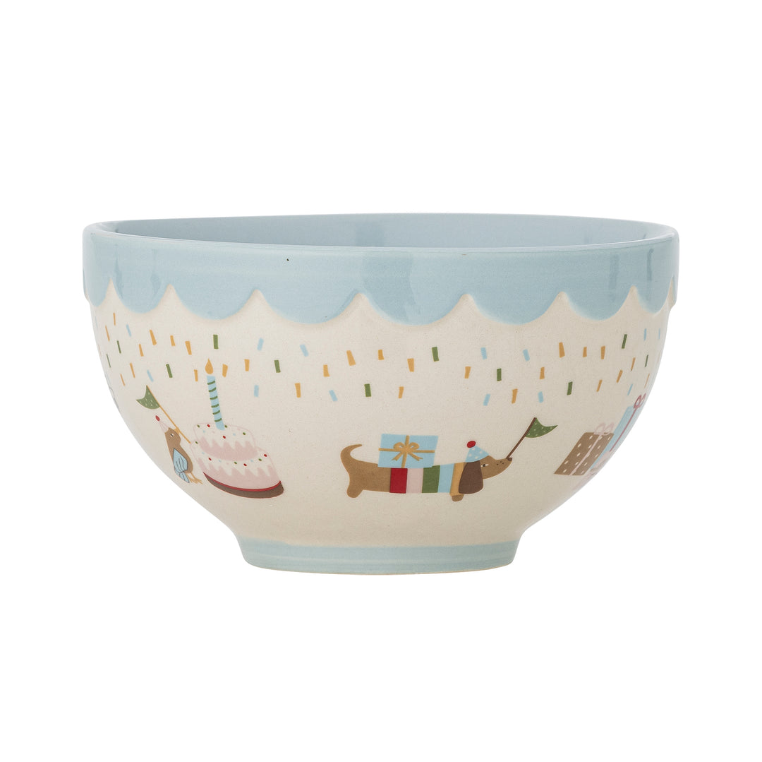 Bol Ceramic Albastru Decorat Bloomingville - Imagine 3