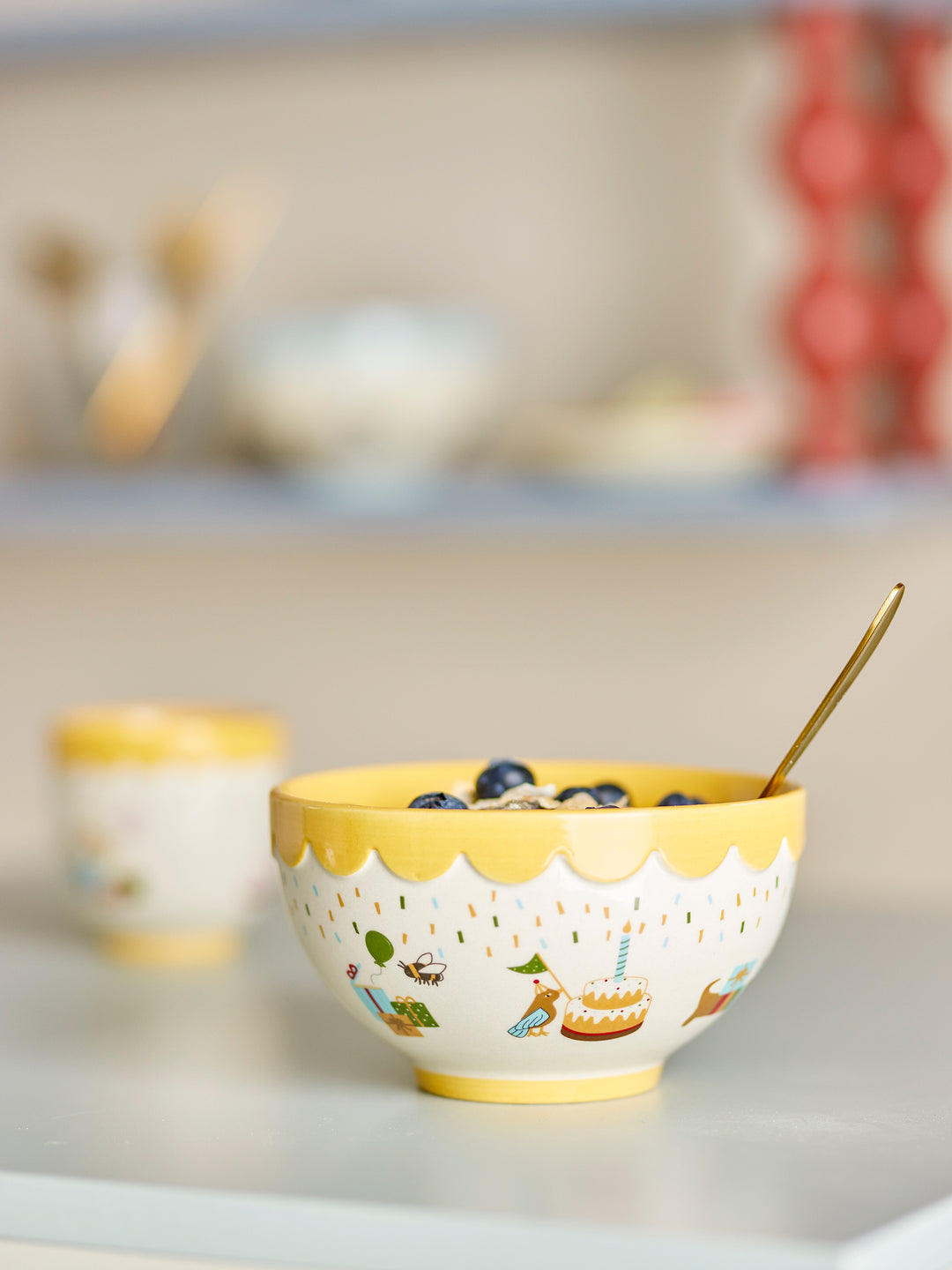 Bol Ceramic Galben Decorativ Bloomingville - Imagine 5