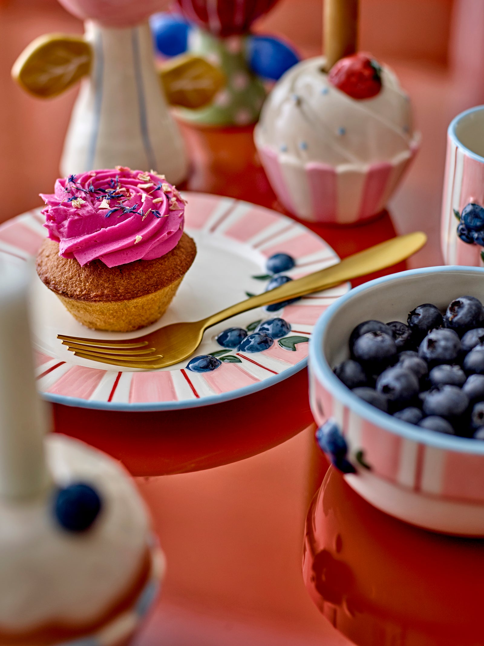 Set Farfurii Ceramică Roz Embosate Bloomingville - Imagine 5