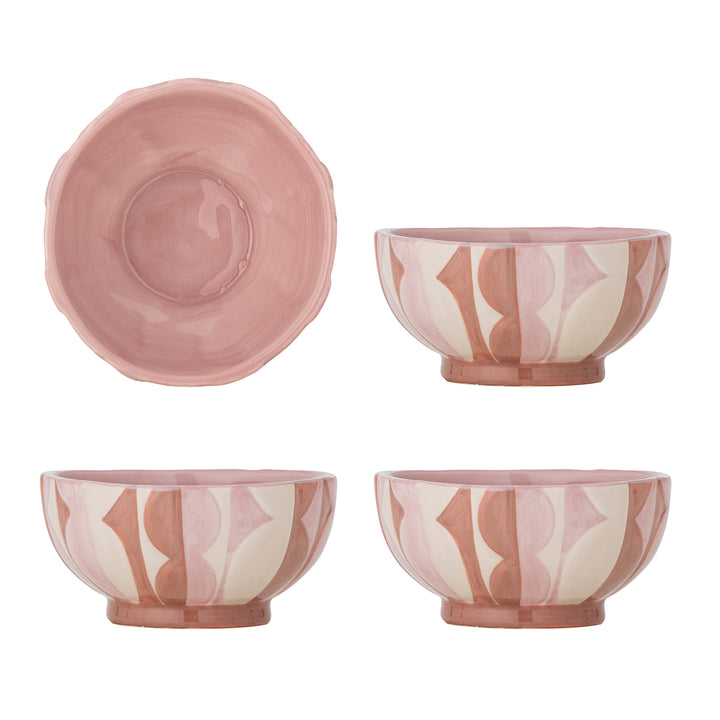 Bol Ceramică Roz Embosat Bloomingville - Imagine 1