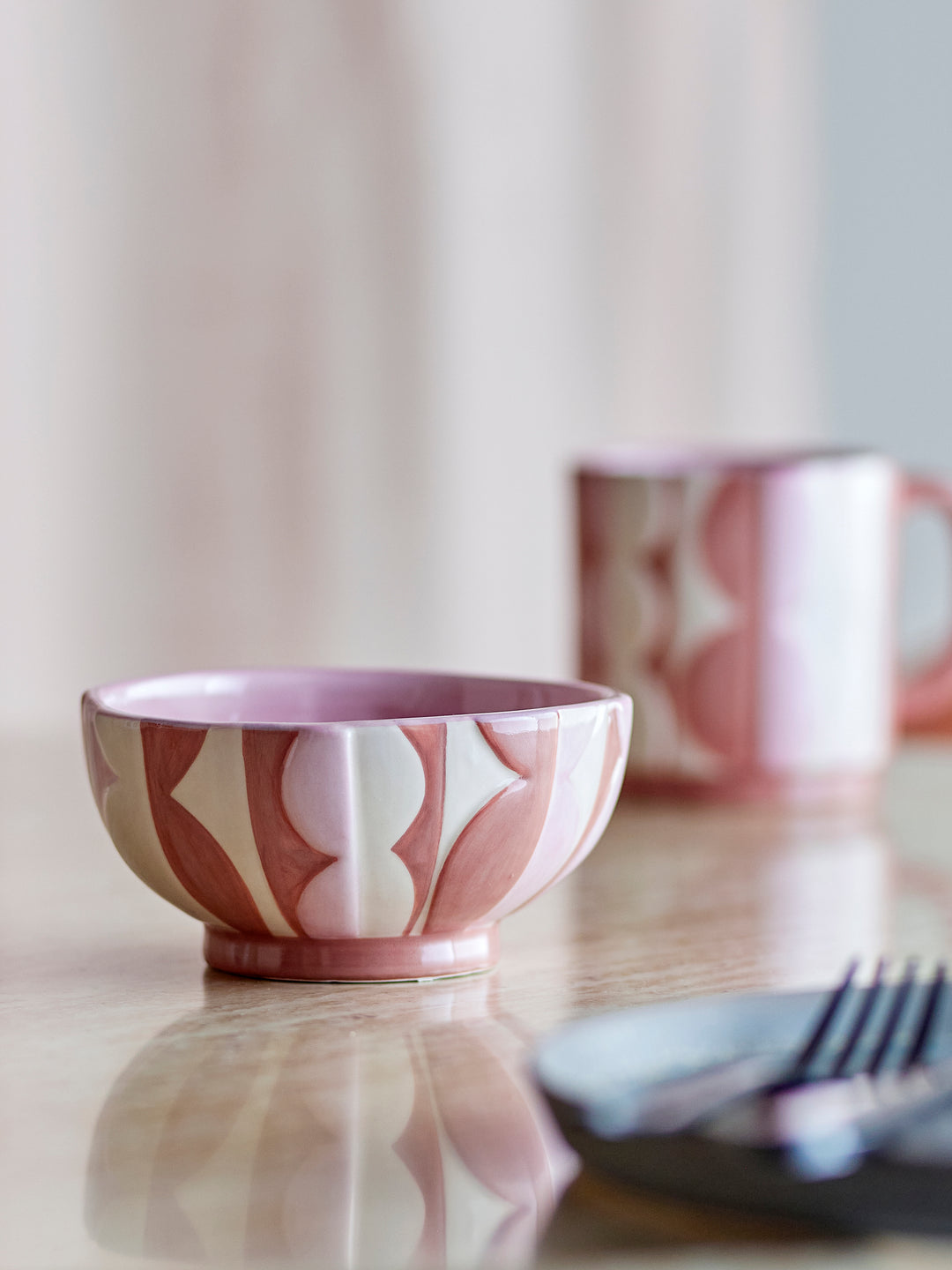 Bol Ceramică Roz Embosat Bloomingville - Imagine 2