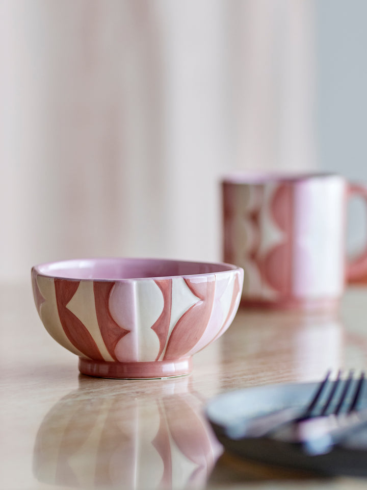 Bol Ceramică Roz Embosat Bloomingville - Imagine 2