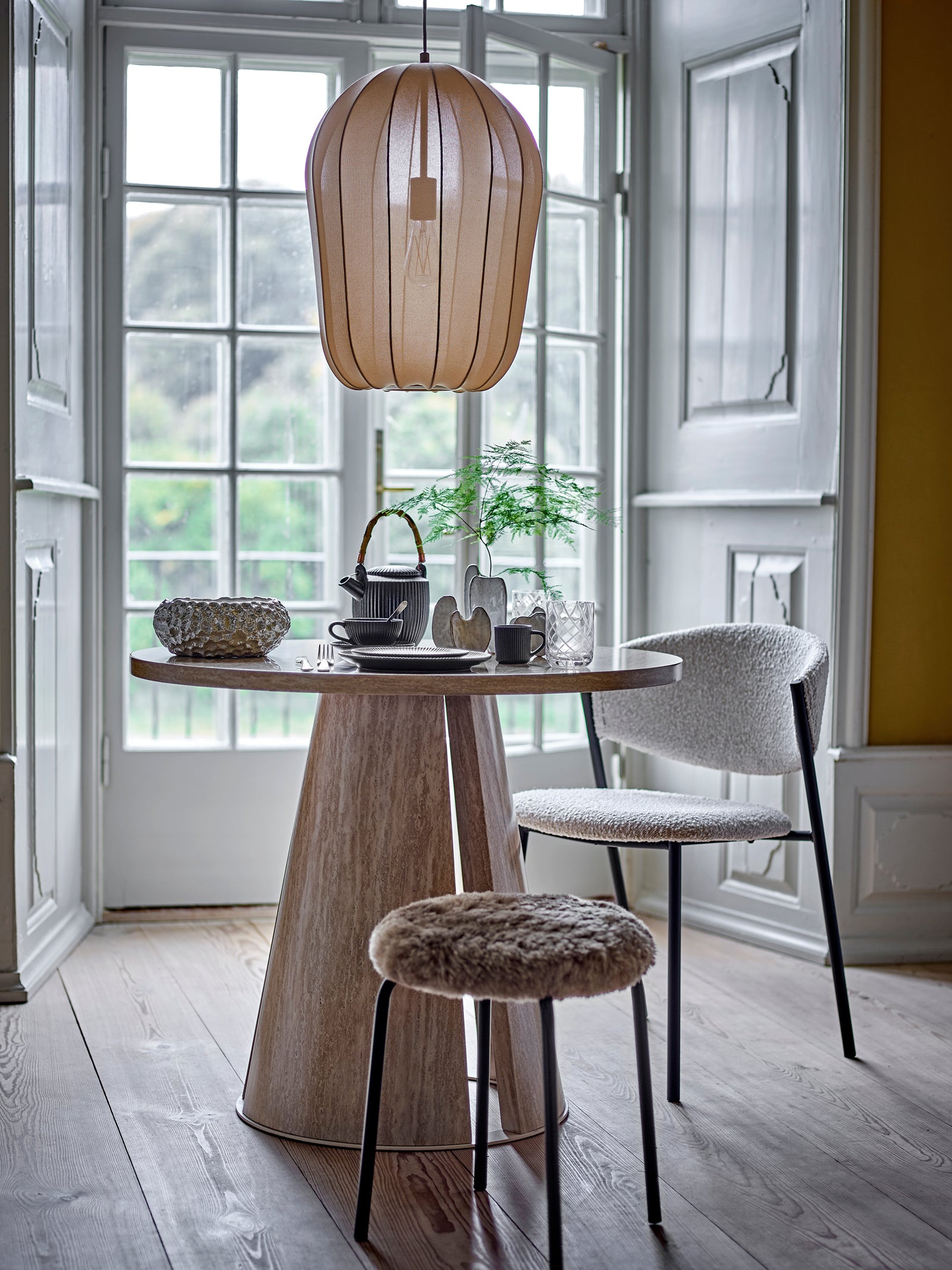 Scaun Dining Alb Poliester Bloomingville - Imagine 8