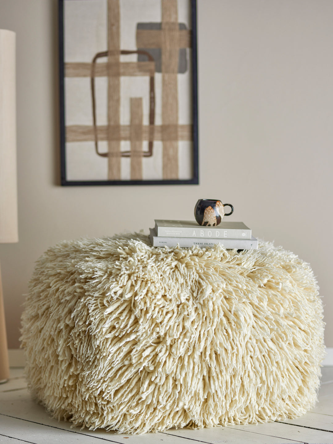 Pouf Lomba Lână Natural Bloomingville - Imagine 3