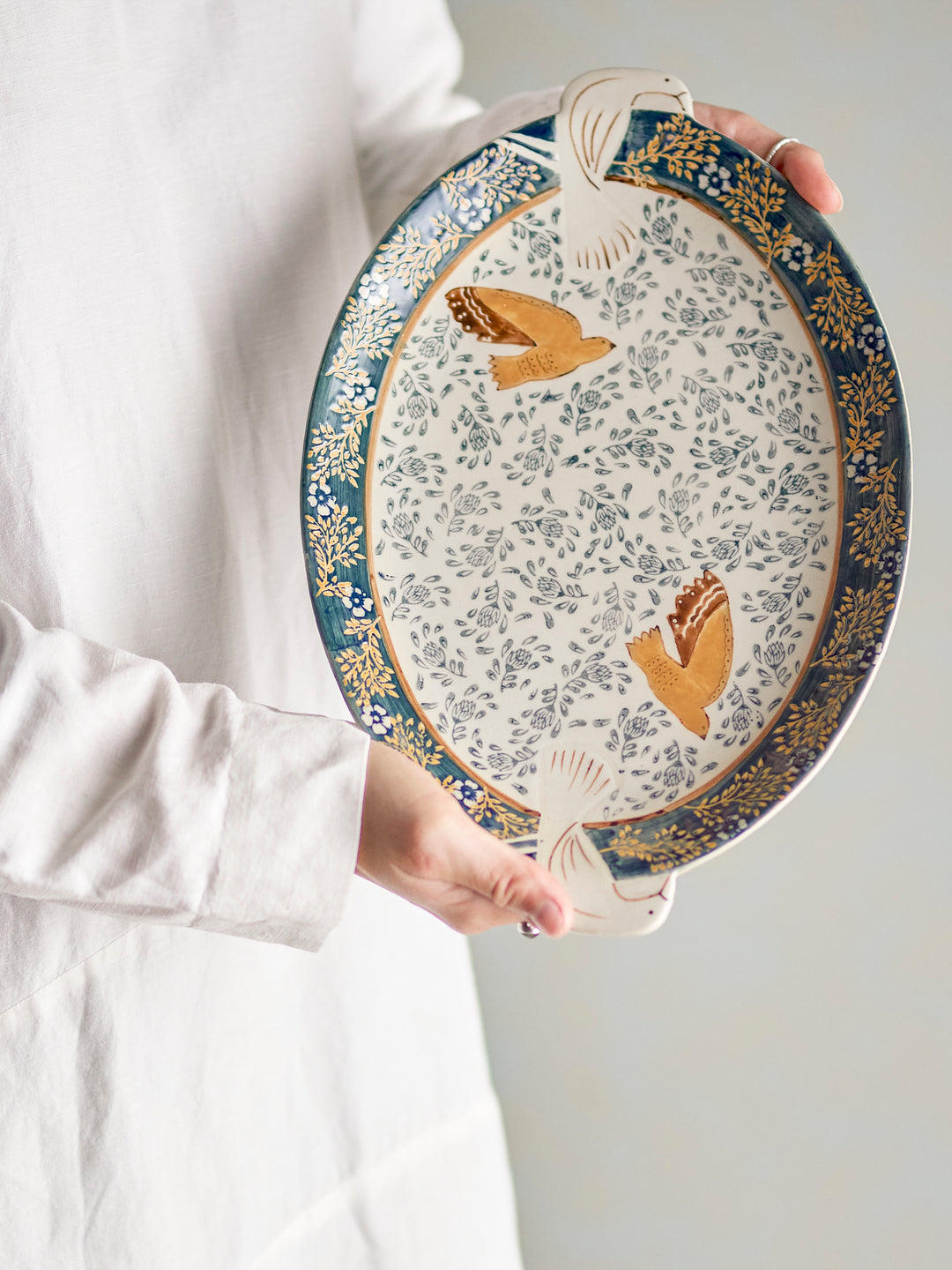 Platou Servire Ceramică Albastră Bloomingville - Imagine 4
