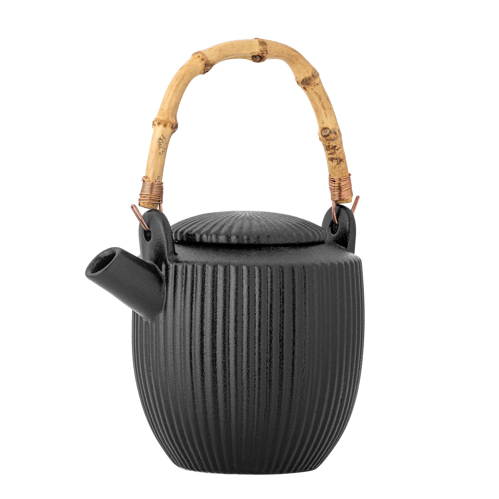Ceainic Ceramic Negru Cu Mâner Bambus Bloomingville - Imagine 1