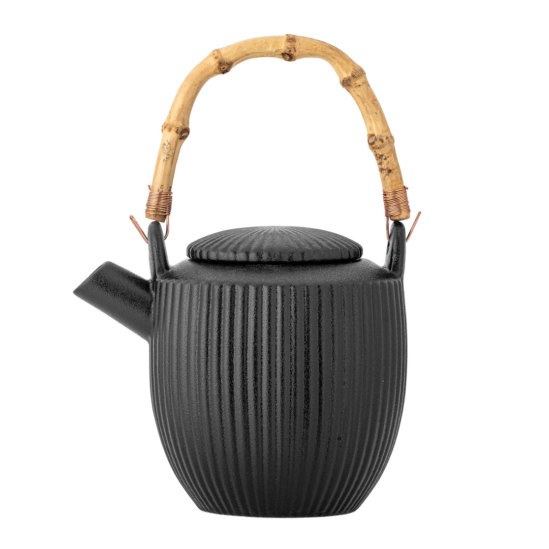 Ceainic Ceramic Negru Cu Mâner Bambus Bloomingville - Imagine 3