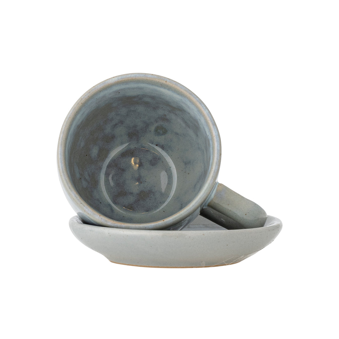 Set Căni Cu Farfurioare Din Ceramică Albastră Bloomingville - Imagine 2