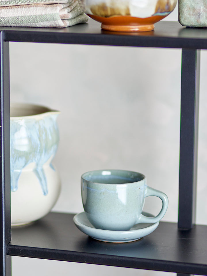 Set Căni Cu Farfurioare Din Ceramică Albastră Bloomingville - Imagine 4
