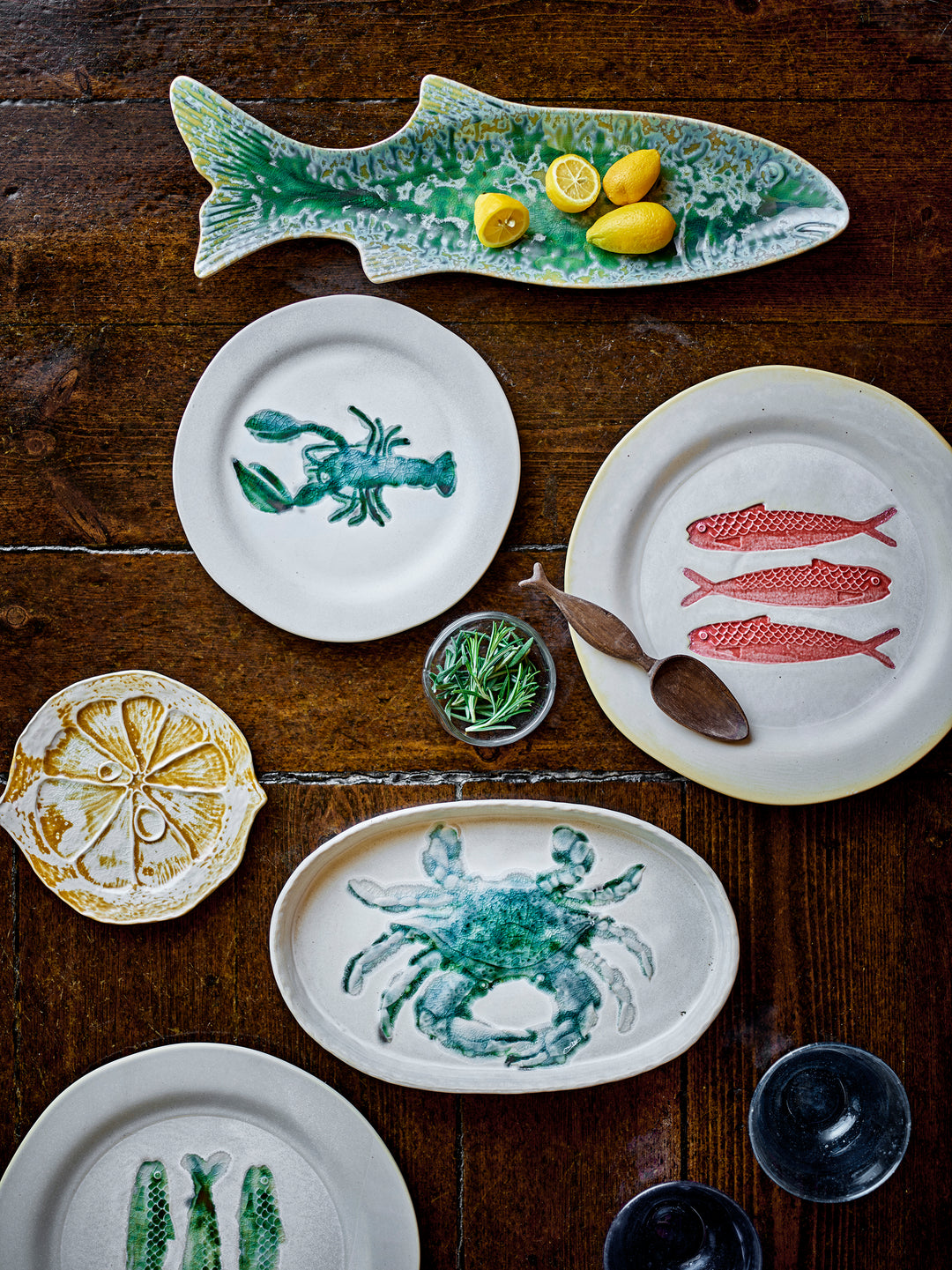 Farfurie Servire Ceramică Verde Bloomingville - Imagine 6