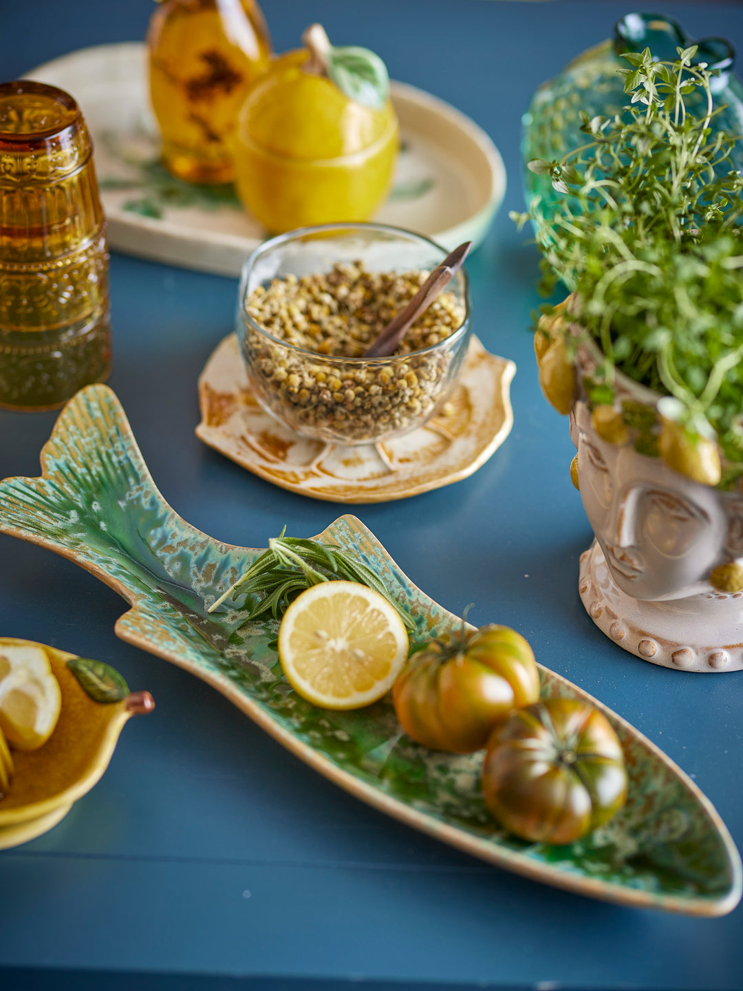 Farfurie Servire Ceramică Verde Bloomingville - Imagine 7