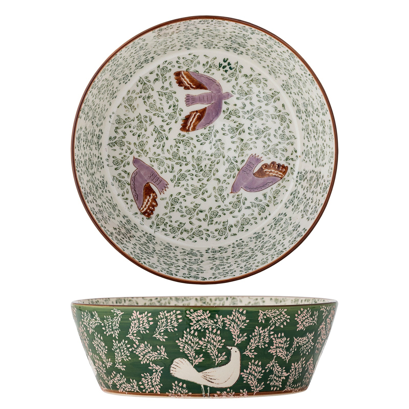Bol Ceramic Verde Pictat Manual Bloomingville - Imagine 1
