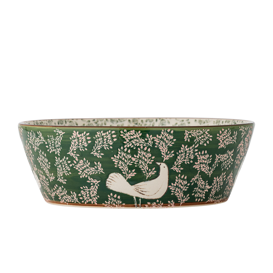 Bol Ceramic Verde Pictat Manual Bloomingville - Imagine 3