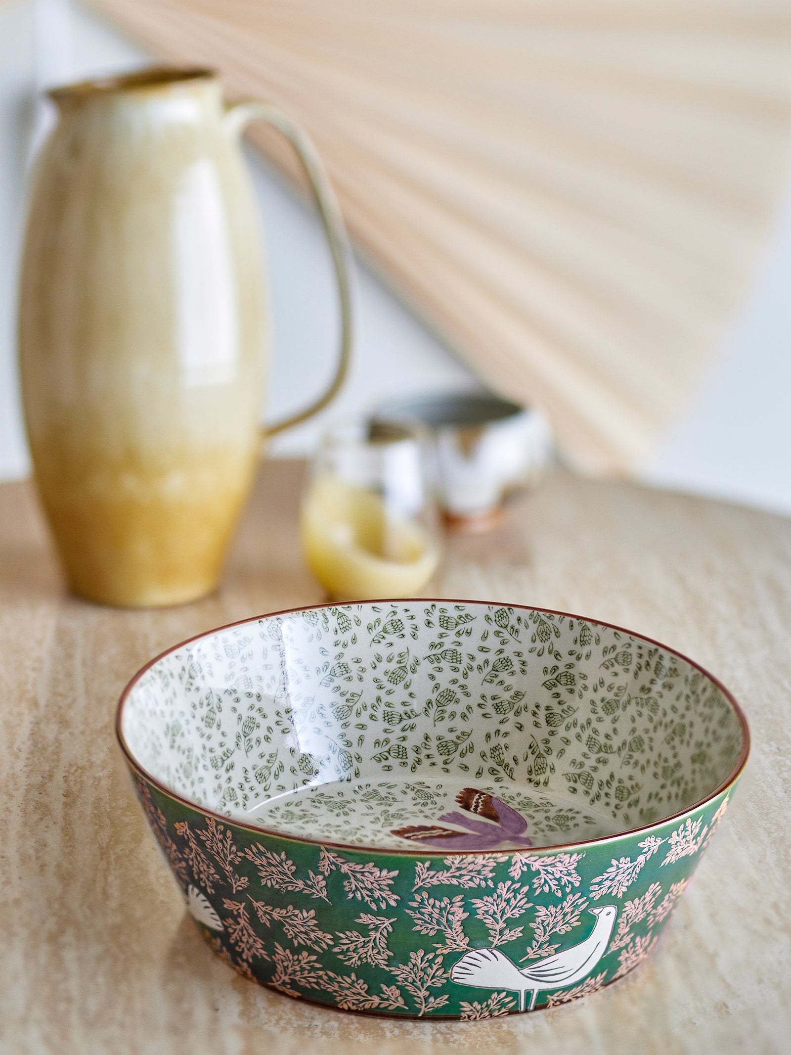 Bol Ceramic Verde Pictat Manual Bloomingville - Imagine 4