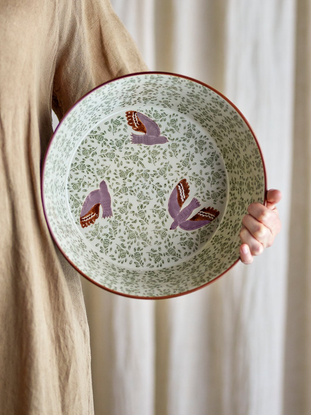 Bol Ceramic Verde Pictat Manual Bloomingville - Imagine 5