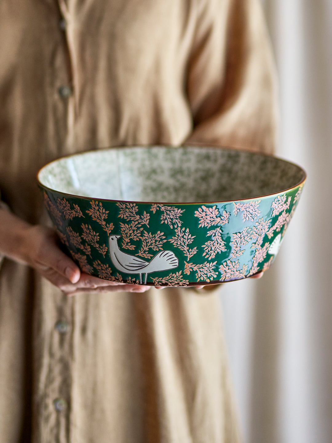 Bol Ceramic Verde Pictat Manual Bloomingville - Imagine 6