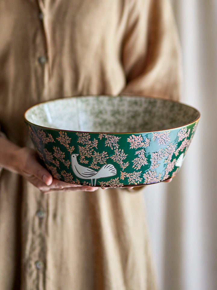 Bol Ceramic Verde Pictat Manual Bloomingville - Imagine 6