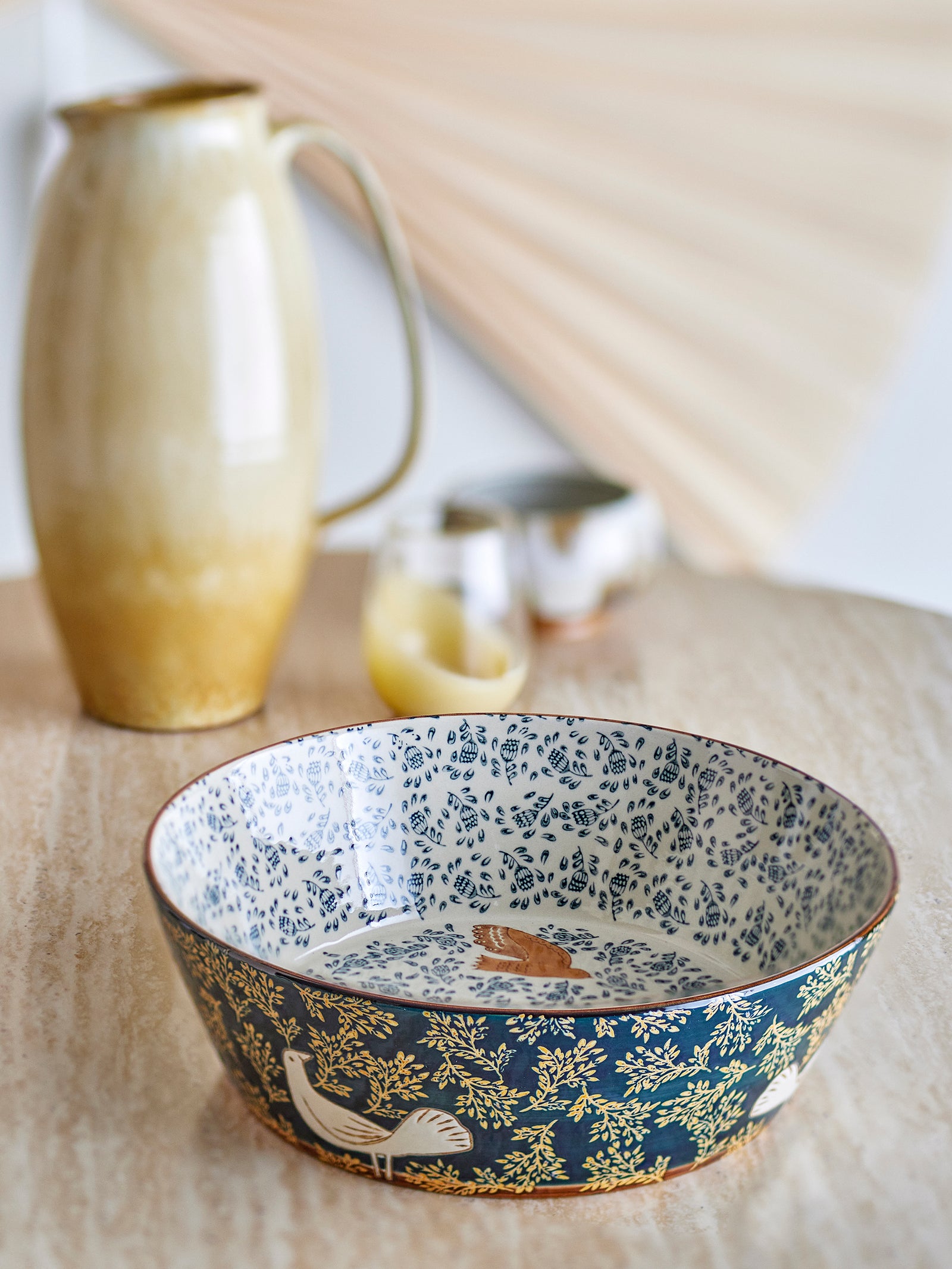 Bol Ceramică Albastră Pictat Manual Bloomingville - Imagine 4