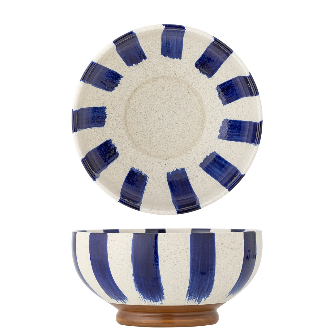 Bol Ceramic Albastru Pictat Manual Bloomingville - Imagine 1