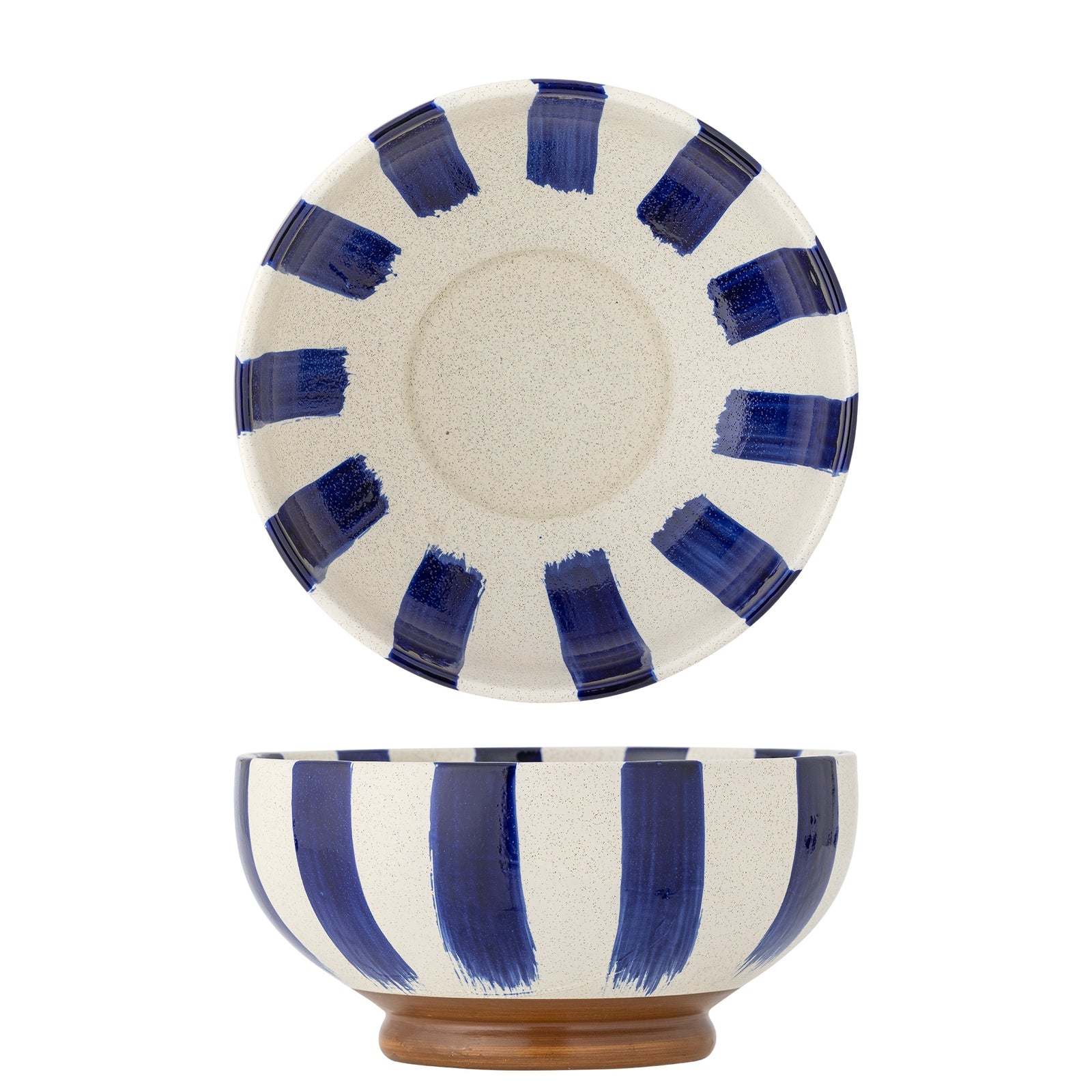 Bol Ceramic Albastru Pictat Manual Bloomingville - Imagine 1