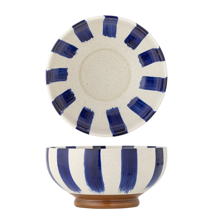 Bol Ceramic Albastru Pictat Manual Bloomingville - Imagine 1