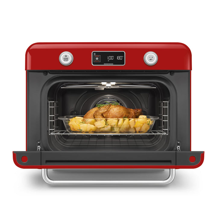 Mini cuptor rosu cu aburi, COF01RDEU, Smeg