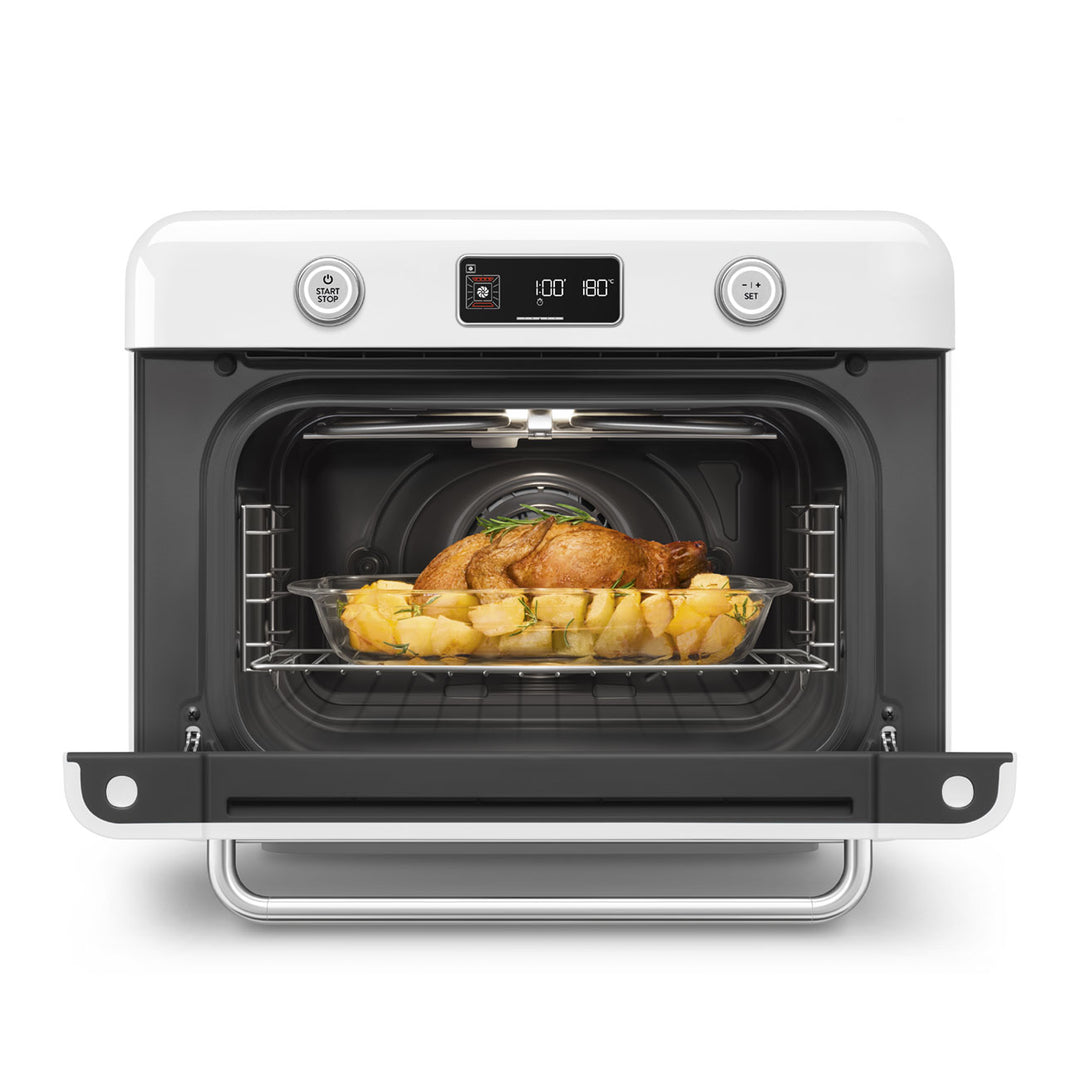 Mini cuptor alb cu aburi, COF01WHEU, Smeg