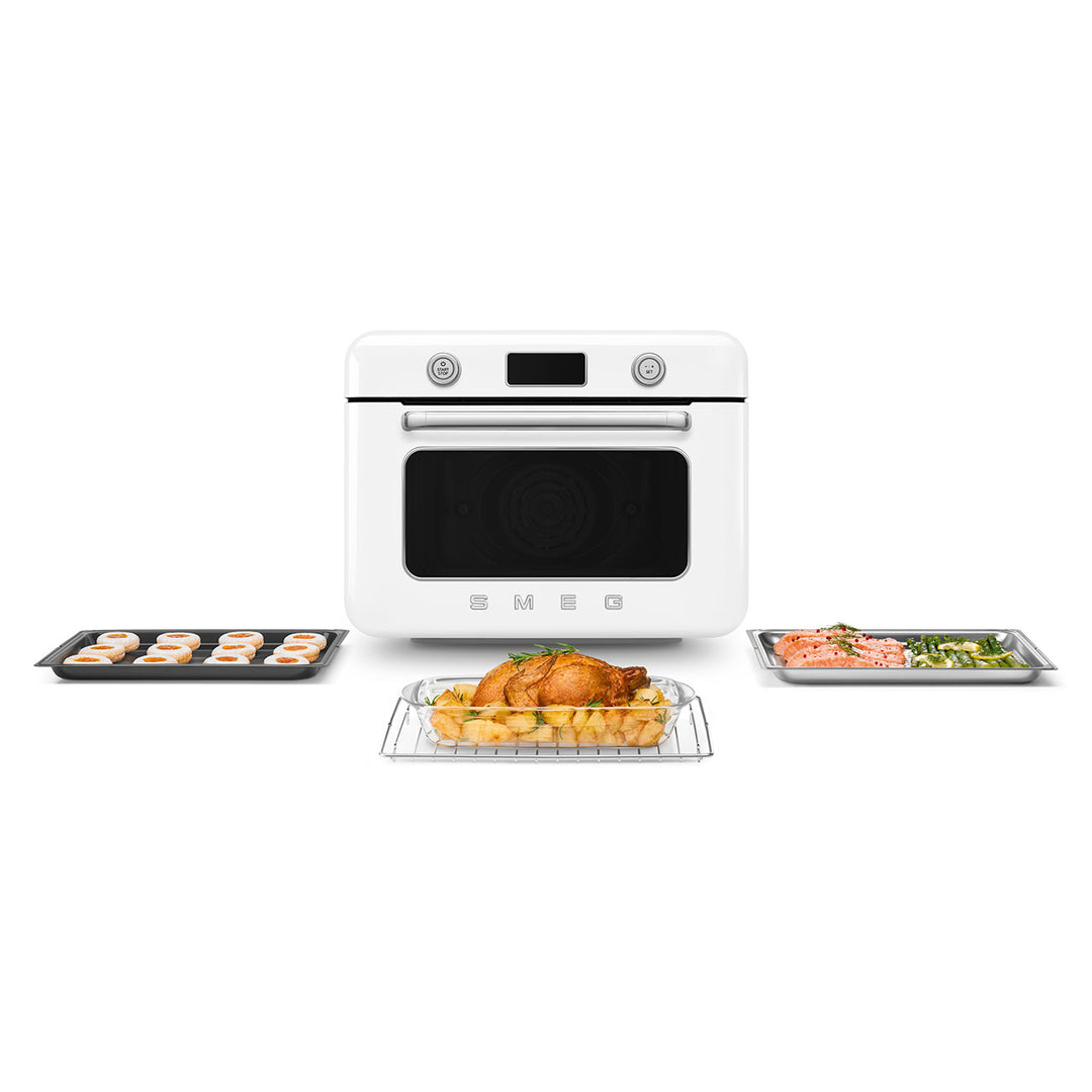 Mini cuptor alb cu aburi, COF01WHEU, Smeg