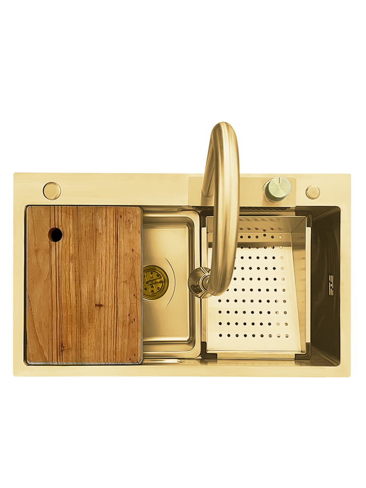 Chiuveta de bucatarie multifunctionala handmade Sandonna HD6850 Auriu