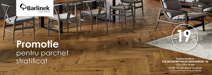 Parchet Stratificat Herringbone Stejar Brown Sugar 130, Barlinek Pure Classico