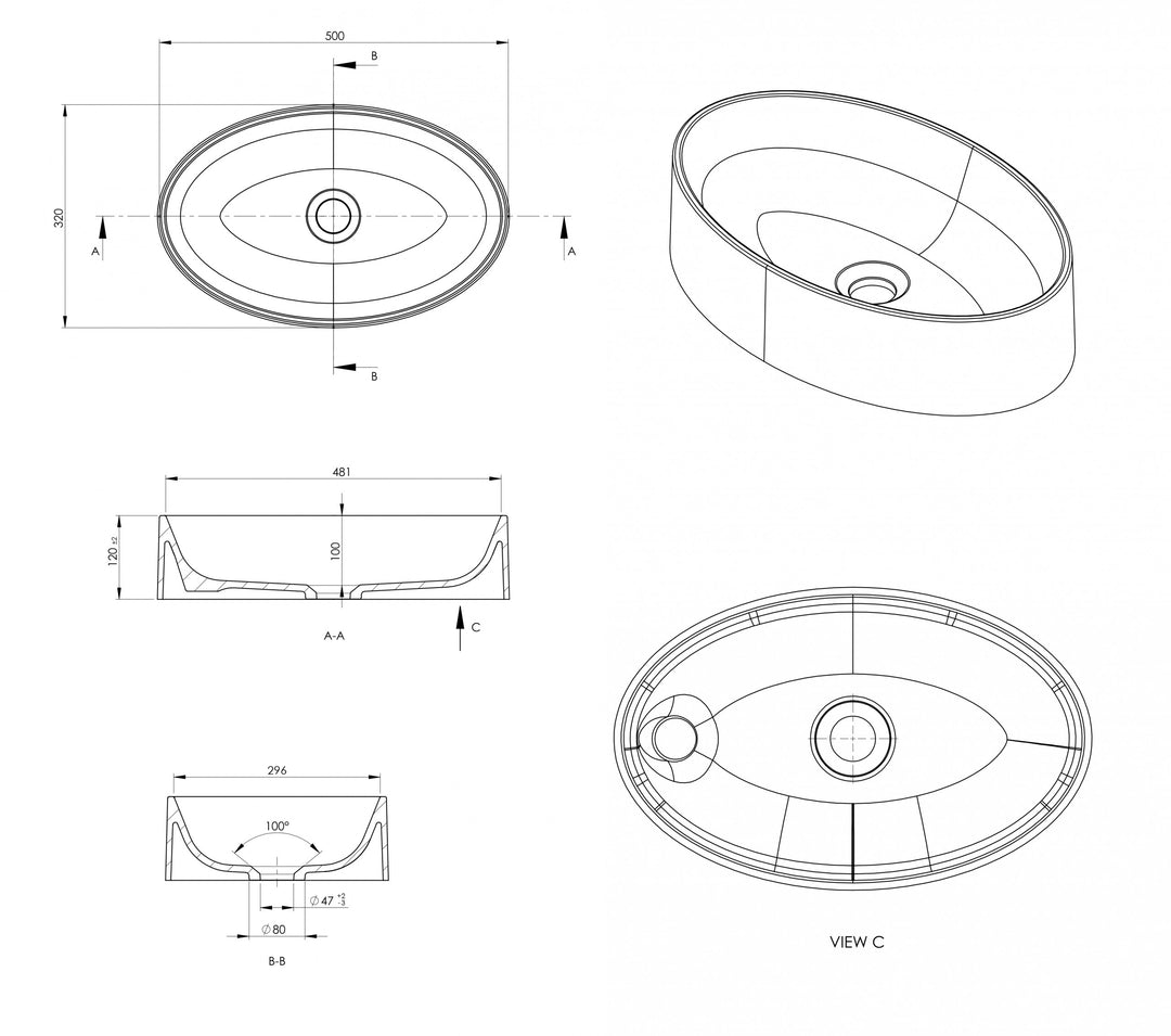 Lavoar de baie oval din granit compozit SanDonna ARONDI