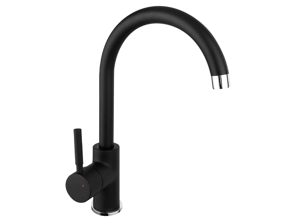 Set chiuveta bucatarie Schock Pinedo D-100XS 620 x 500 mm Nero si baterie bucatarie Ferro Lugio, cartus ceramic, negru