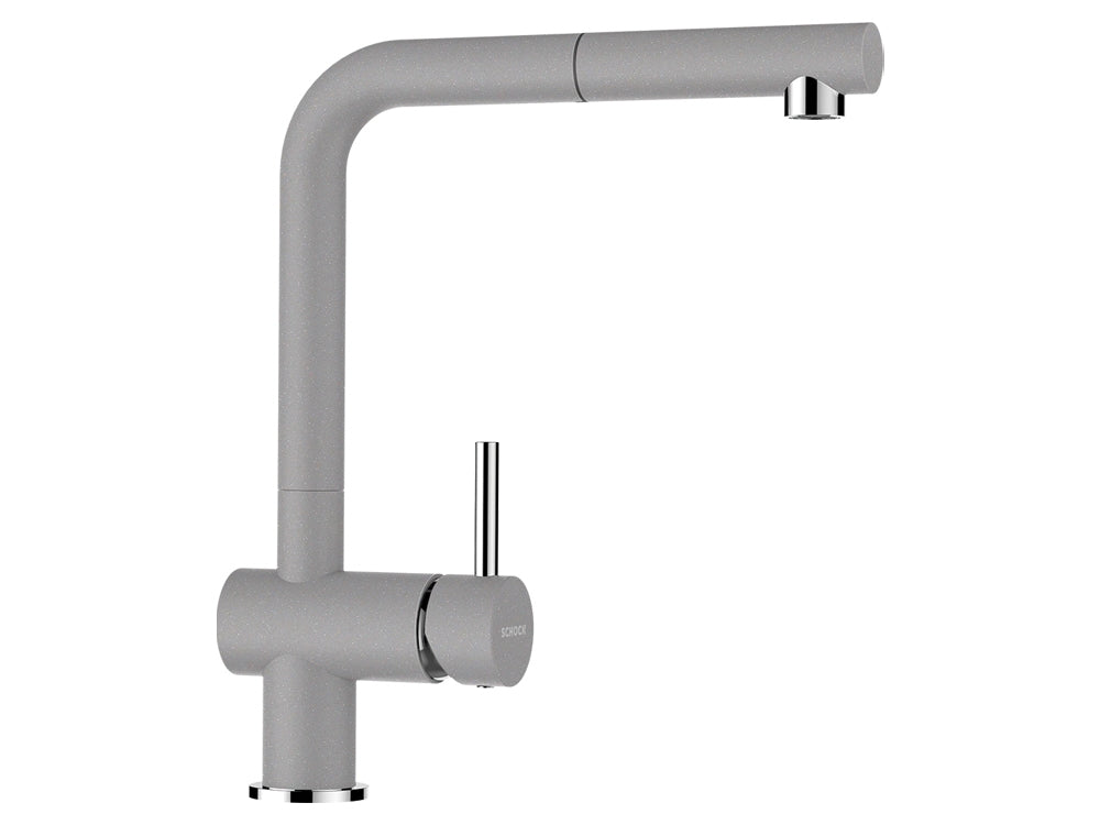 Set chiuveta bucatarie Schock Nemo N-100S 490 x 510 mm si baterie bucatarie Schock Epos Cristalite Croma cu cap extractibil, gri