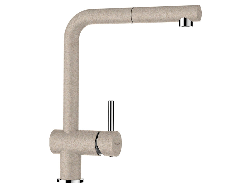 Set chiuveta bucatarie Schock Nemo N-100S 490 x 510 mm si baterie bucatarie Schock Epos Cristalite Sabbia cu cap extractibil, nisip