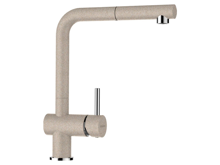 Set chiuveta bucatarie Schock Nemo N-100S 490 x 510 mm si baterie bucatarie Schock Epos Cristalite Sabbia cu cap extractibil, nisip