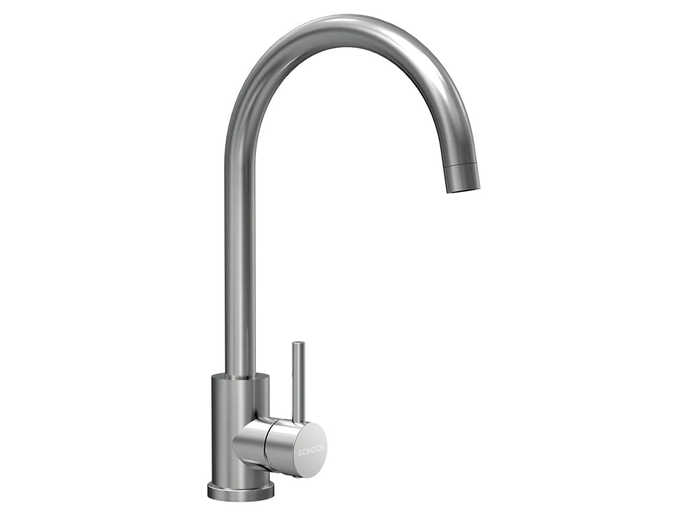 Set chiuveta bucatarie Schock Pinedo D-100XS 620 x 500 mm Cristalite Alpina, alb si baterie bucatarie Schock Prima Inox Periat