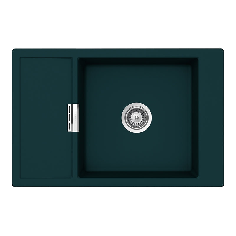 Chiuveta bucatarie Schock Mono D-100XS Cristadur Green Line Ivy 780 x 510 mm, compozit granit, reversibila, montare pe blat, verde inchis intens