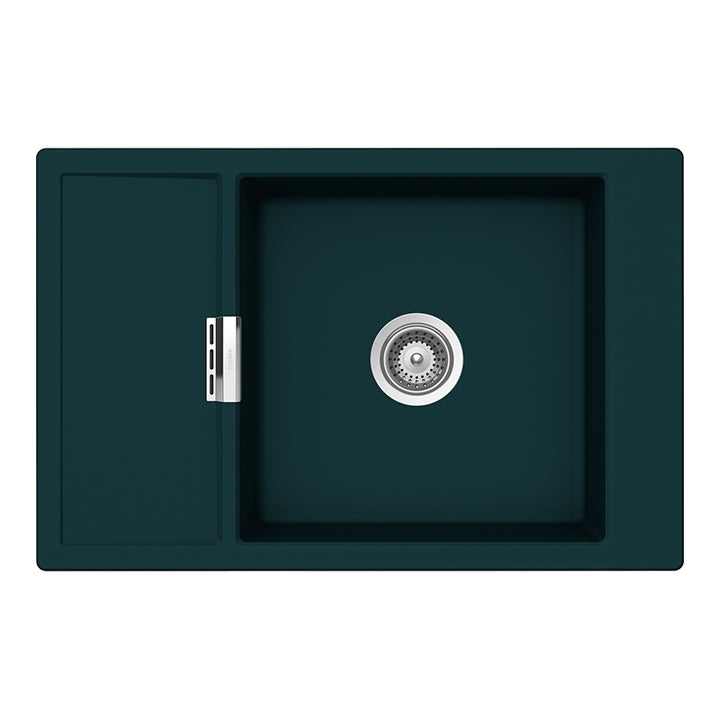 Chiuveta bucatarie Schock Mono D-100XS Cristadur Green Line Ivy 780 x 510 mm, compozit granit, reversibila, montare pe blat, verde inchis intens
