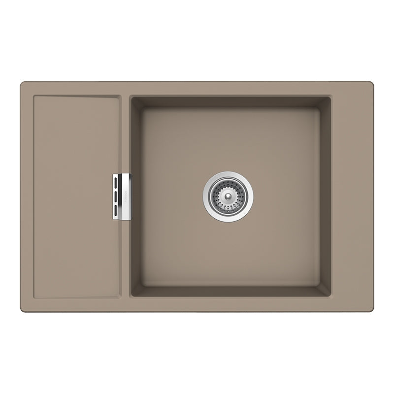 Chiuveta bucatarie Schock Mono D-100XS Cristadur Green Line Twilight 780 x 510 mm, compozit granit, reversibila, montare pe blat, gri taupe