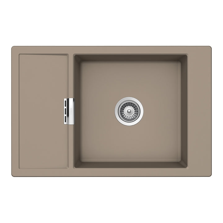 Chiuveta bucatarie Schock Mono D-100XS Cristadur Green Line Twilight 780 x 510 mm, compozit granit, reversibila, montare pe blat, gri taupe