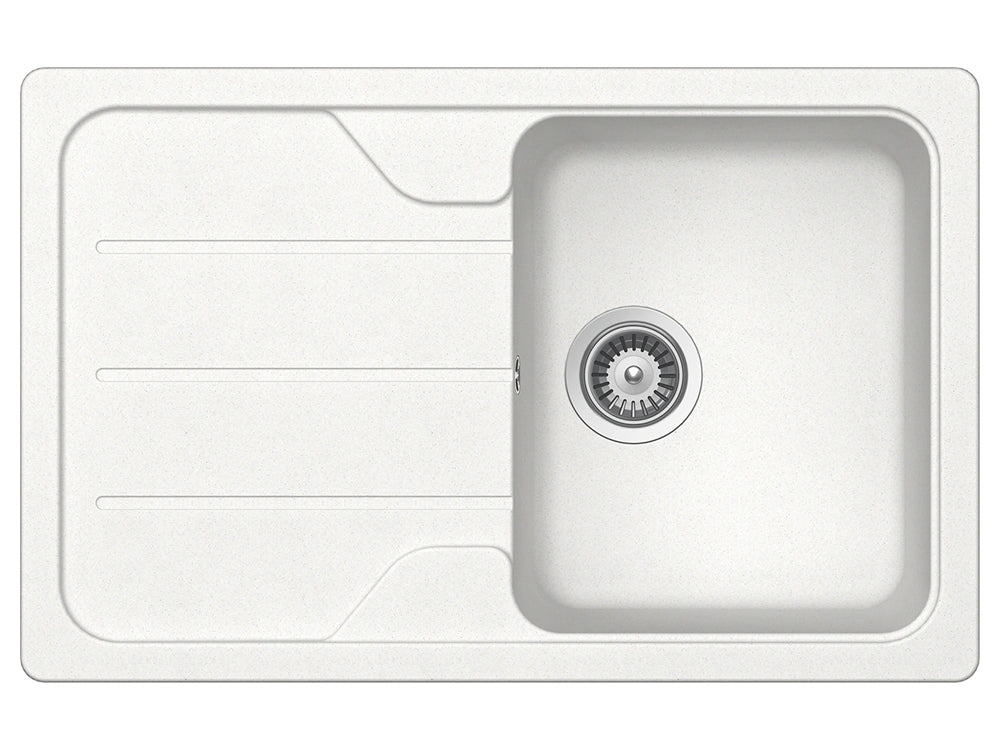 Set chiuveta bucatarie Schock Formhaus D-100S 780 x 500 mm Alpina si baterie bucatarie Schock Flora inox periat cu pipa flexibila, alb