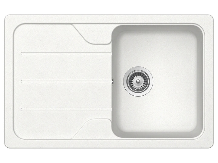 Set chiuveta bucatarie Schock Formhaus D-100S 780 x 500 mm Alpina si baterie bucatarie Schock Flora inox periat cu pipa flexibila, alb
