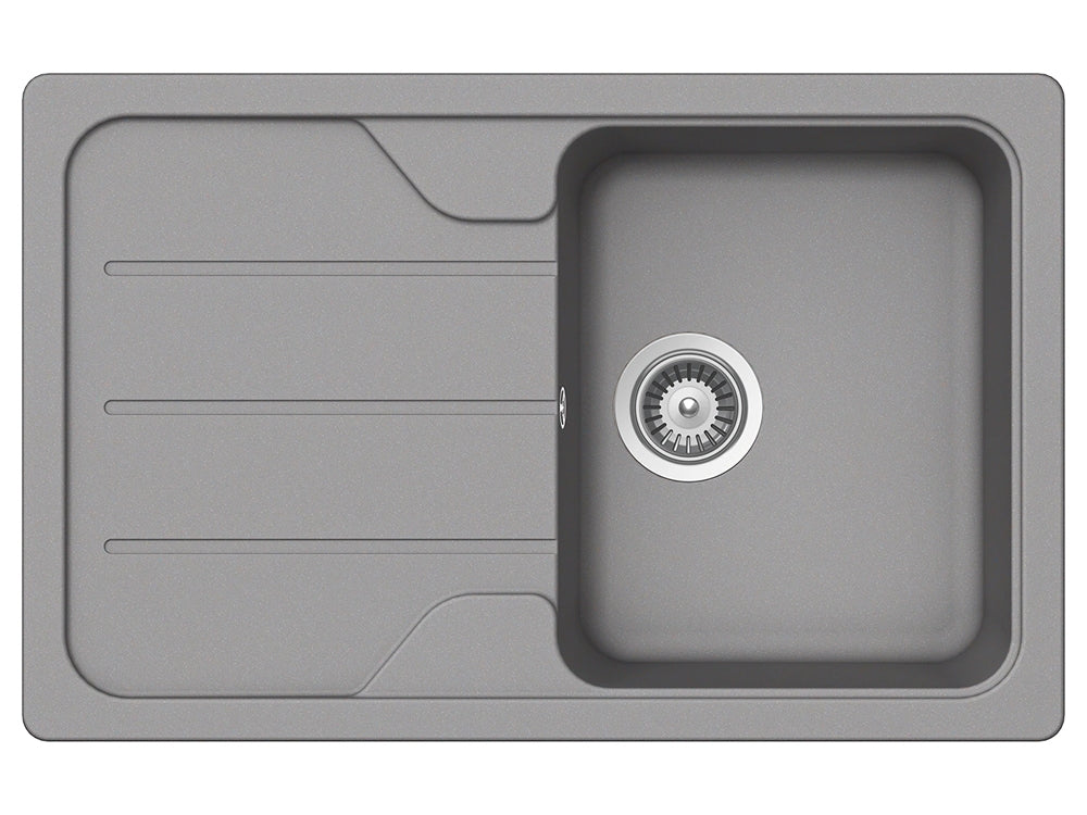 Set chiuveta bucatarie Schock Formhaus D-100S 780 x 500 mm Croma si baterie bucatarie Schock Flora inox periat cu pipa flexibila, gri