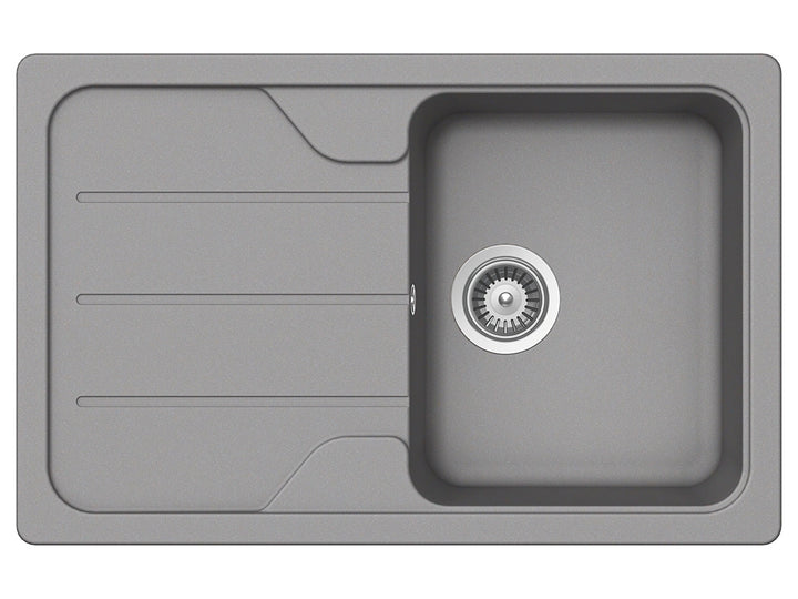 Set chiuveta bucatarie Schock Formhaus D-100S 780 x 500 mm Croma si baterie bucatarie Schock Flora inox periat cu pipa flexibila, gri
