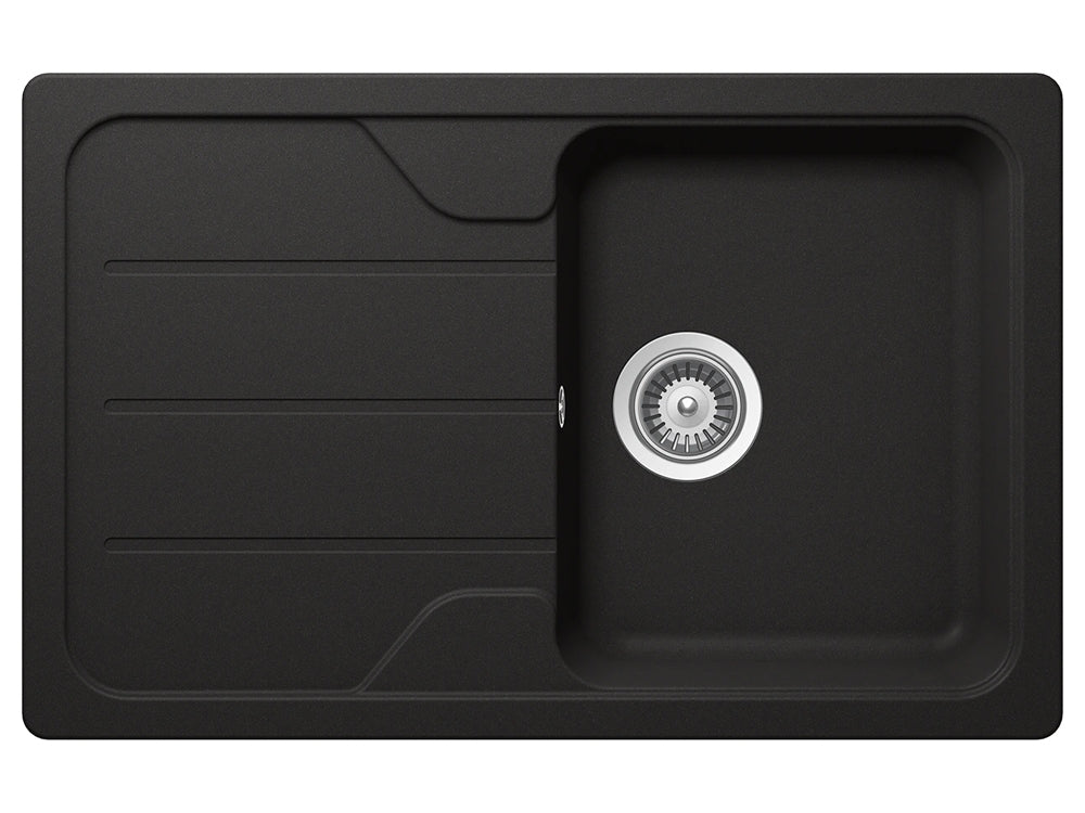 Set chiuveta bucatarie Schock Formhaus D-100S 780 x 500 mm Nero si baterie bucatarie Schock Flora inox periat cu pipa flexibila, negru