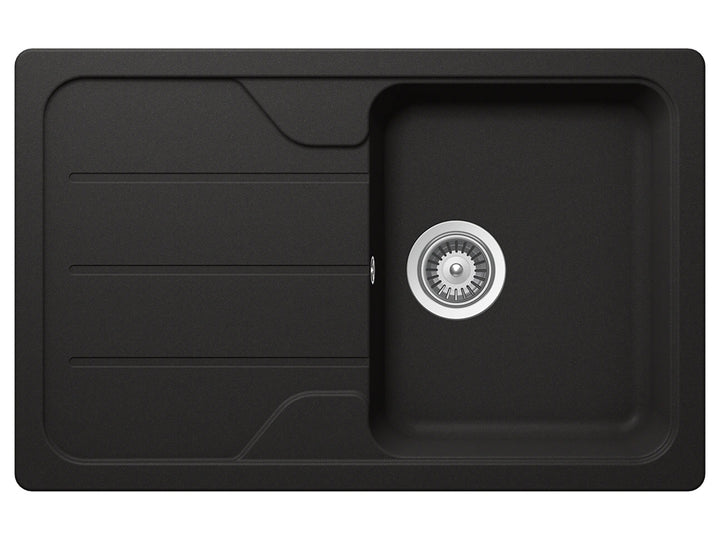 Set chiuveta bucatarie Schock Formhaus D-100S 780 x 500 mm Nero si baterie bucatarie Schock Flora inox periat cu pipa flexibila, negru