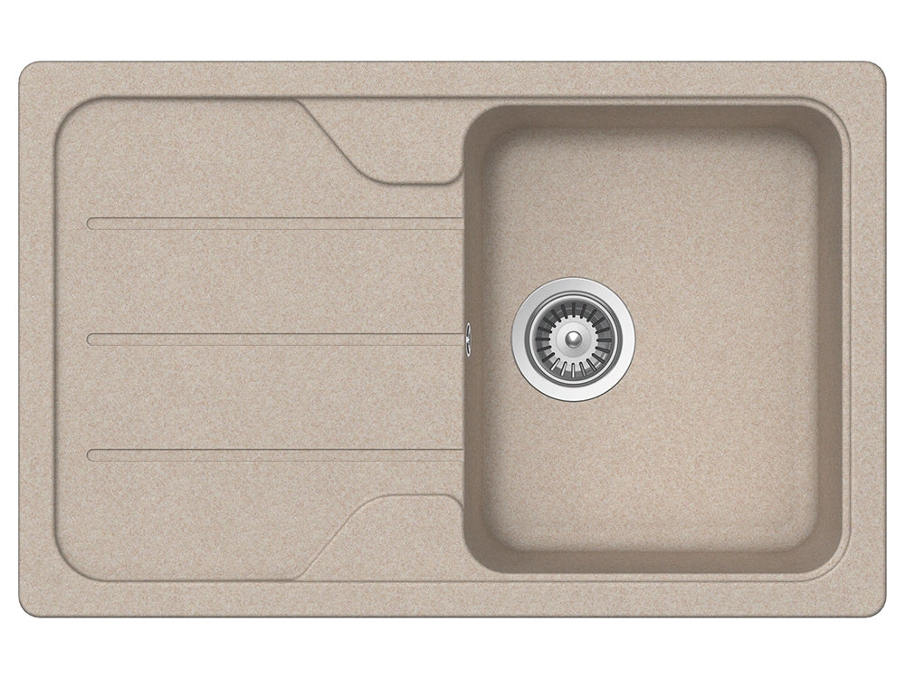 Set chiuveta bucatarie Schock Formhaus D-100S 780 x 500 mm Sabbia si baterie bucatarie Schock Flora inox periat cu pipa flexibila, nisip